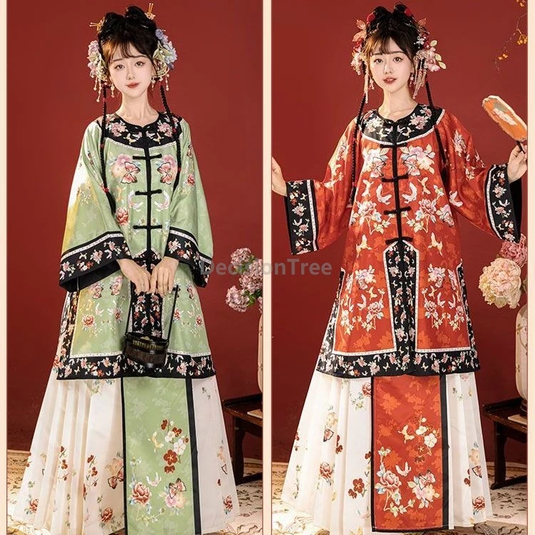 

2025 vintage printed gorgeous dainty qing hanfu chinese ancient princess traditional daily clothes literature art elegant hanfu