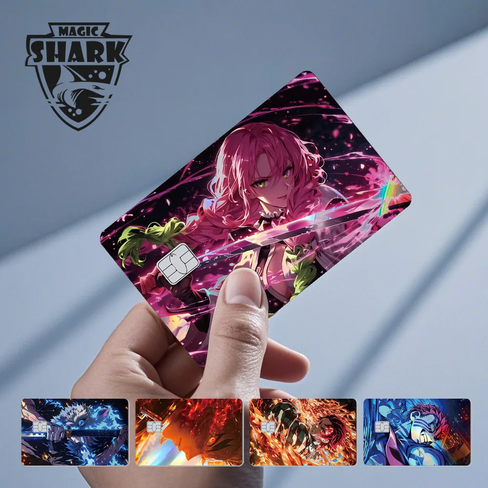 Magic Shark Tanjiro Nezuko Demon Slayers Anime Holographic Laser Skin Sticker Film Cover für Kredit-Debit-Karte