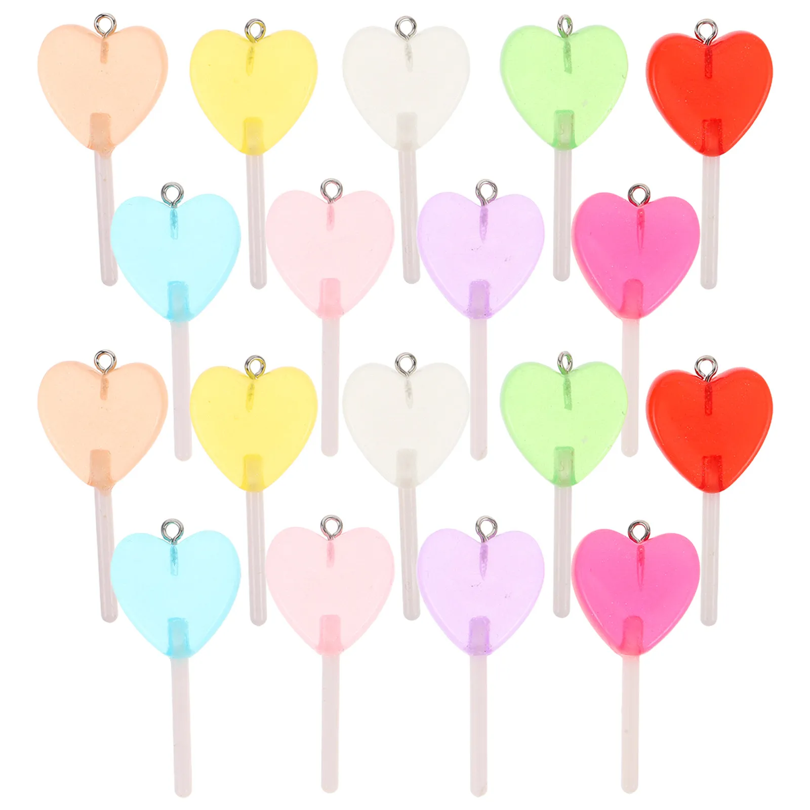 40Pcs Simulate Candy Resin Lollipop Charms Bright Colors Food Jewelry Making Accessories Candy Pendant Fun Craft Keychain Charms