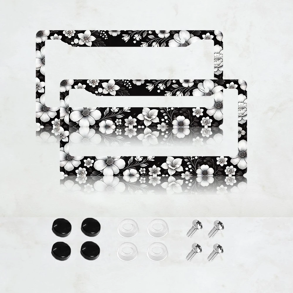 

Рамка для номерного знака с цветком гибискуса, 2 шт., алюминиевая рамка для номерного знака с тропическим цветочным узором в гавайском стиле - стандартный размер США 6 x 12 дюймов