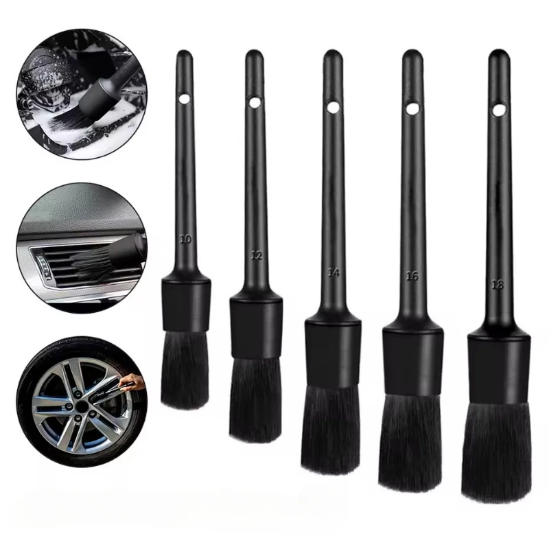 

5-Piece Auto Detailing Brush Set Premium Auto Detail Brush Car Interior Cleaning Kit for Paint Maintenance