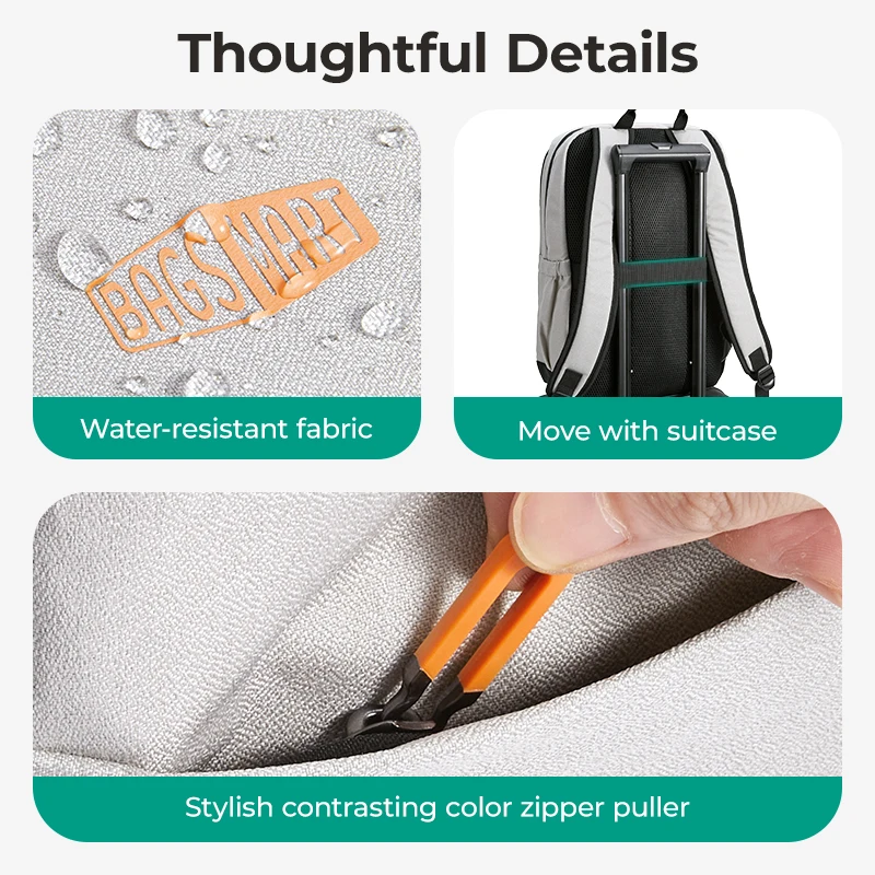 BAGSMART 15,6 Zoll Laptoptasche Büro Business Computer Rucksack Große Kapazität Reiserucksack Multifunktionale College-Tasche