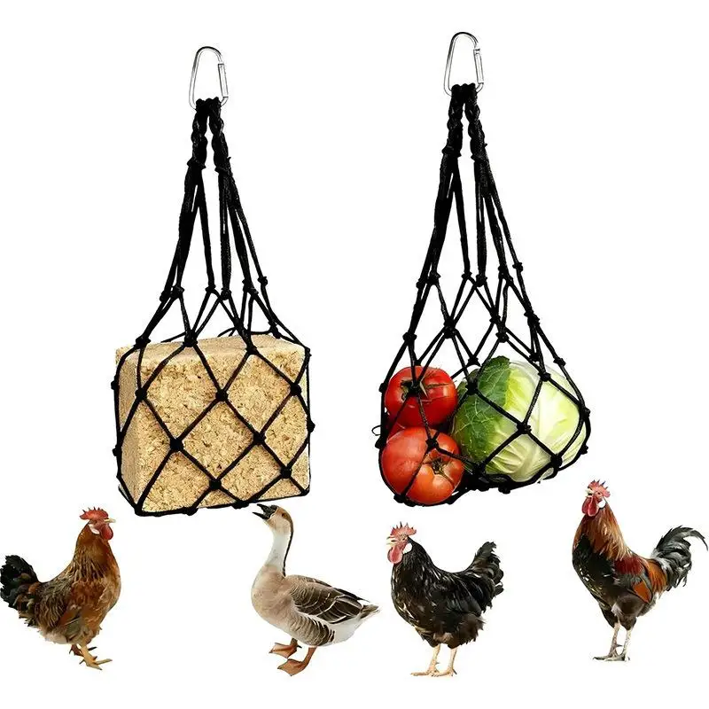 Nylon Hanging Poultry Feeding Net Bag Automatic Chicken Feeder Farm Vegetable Storage Holder