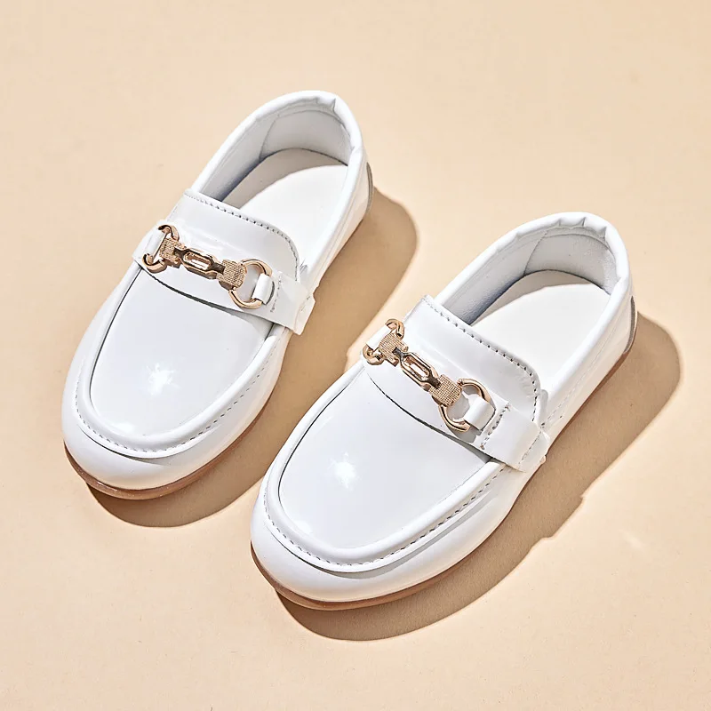 Boys Leather Oxford Shoes 2025 Spring/Autumn Retro Flat Sole Slip-On School Shoes White Comfort Fit Casual Everyday Footwear