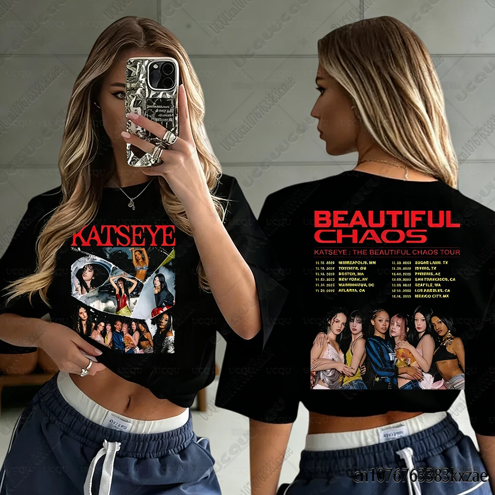 Vintage Style coréen Katseye graphique T-shirt Kpop mode hommes femmes populaire T-shirt surdimensionné coton t-shirts Y2K haut