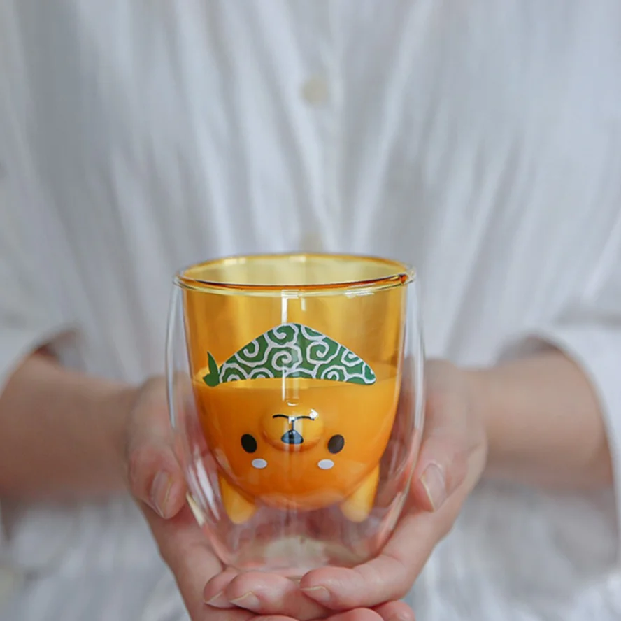 

Double-layer heat-resistant and anti-scald hand heat-resistant glass cups cute animal cups juice cups milk cups glass cups