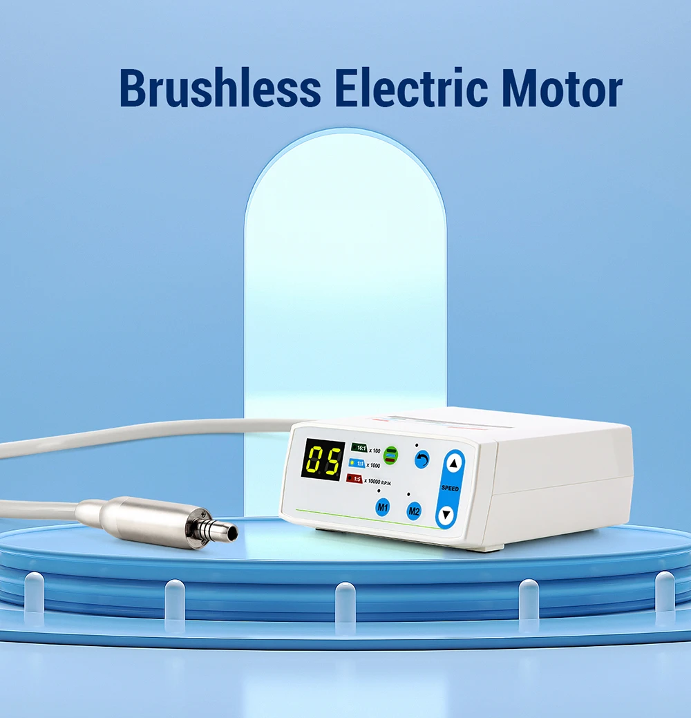 AZDENT Dental Elektrischer Mikromotor mit LED-Faseroptik, bürstenlos, interner Spray, passend für 1:1, 1:5, 16:1 Niedriggeschwindigkeits-Handstücke, klinisch – Detail 7