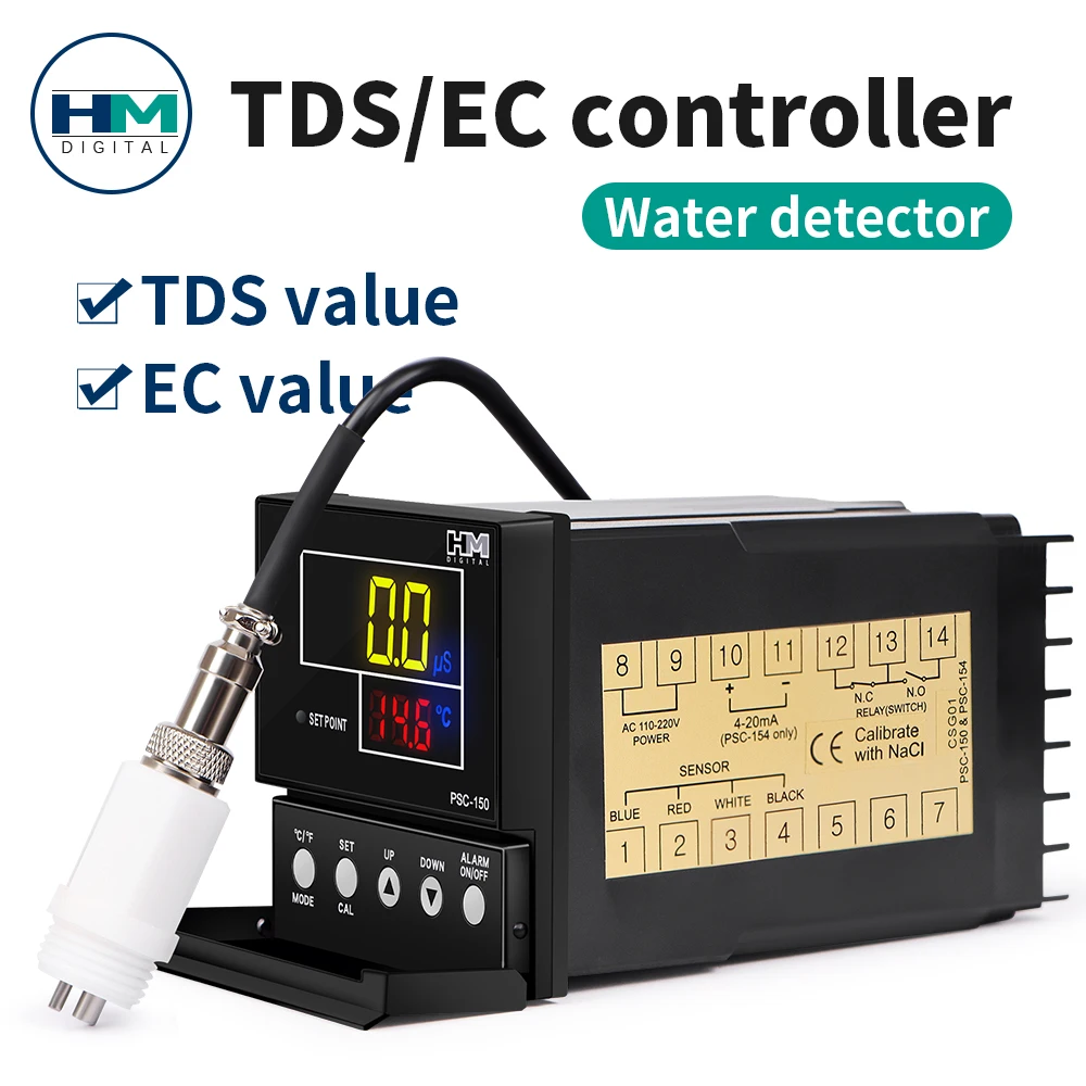 PSC154 EC TDS Online Controller Meter LCD Display Electrical Conductivity Monitor Industrial Water Quality Detector