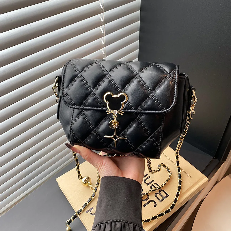 

2025 Popular New Bag - Women's Fashionable Simple Small Square Shoulder Bag with Diamond Shoulder Chain