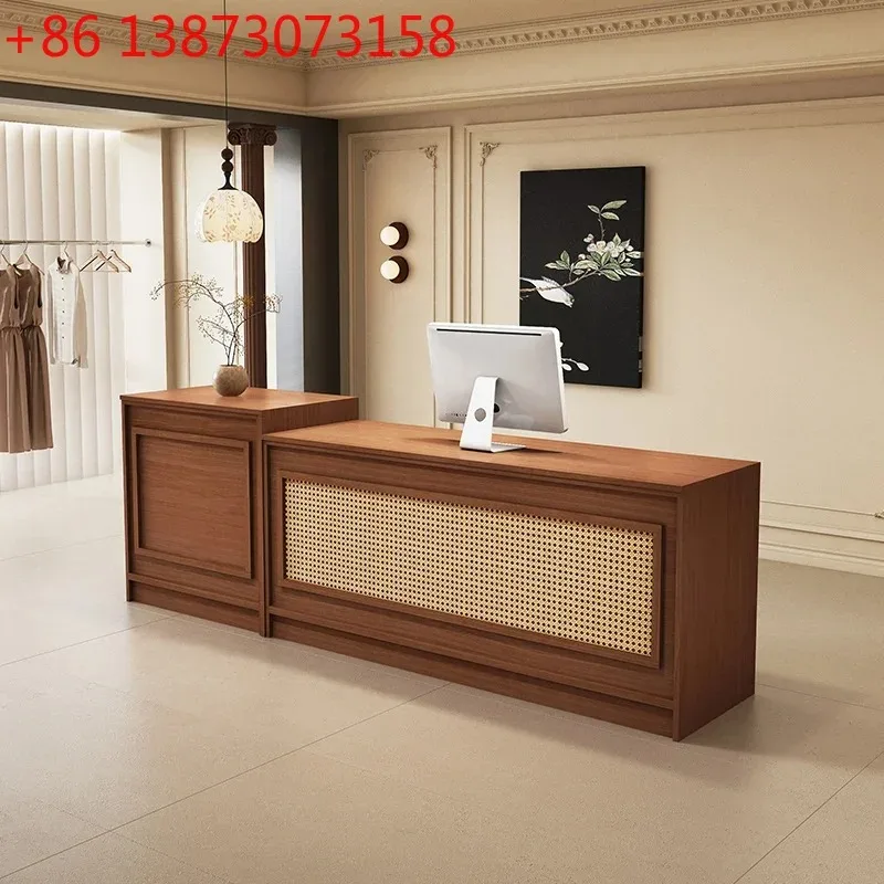 Counter Logo Reception Desks Brown Aesthetics Modern Office Reception Desks Wood Business Design Mostrador Recepcion Furniture