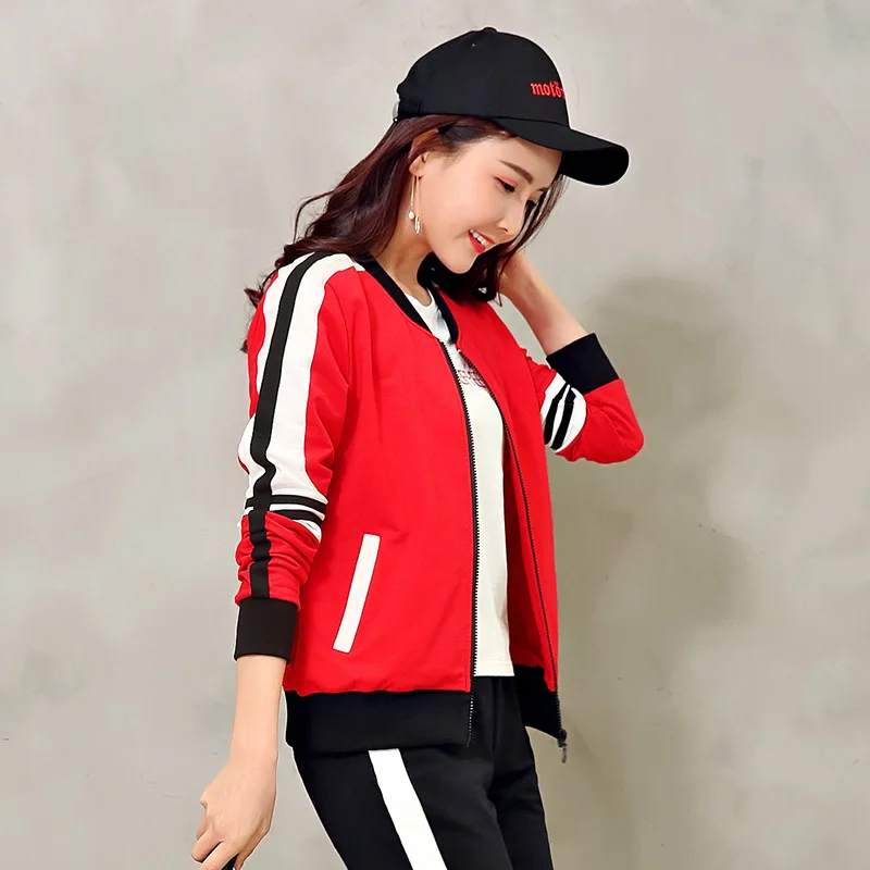 2pcs Cotton Women Sportswear Outfit Loose Korean Jacket Long Pant with Pocket Running Jogger Fitness Workout Casual Set Tracksui