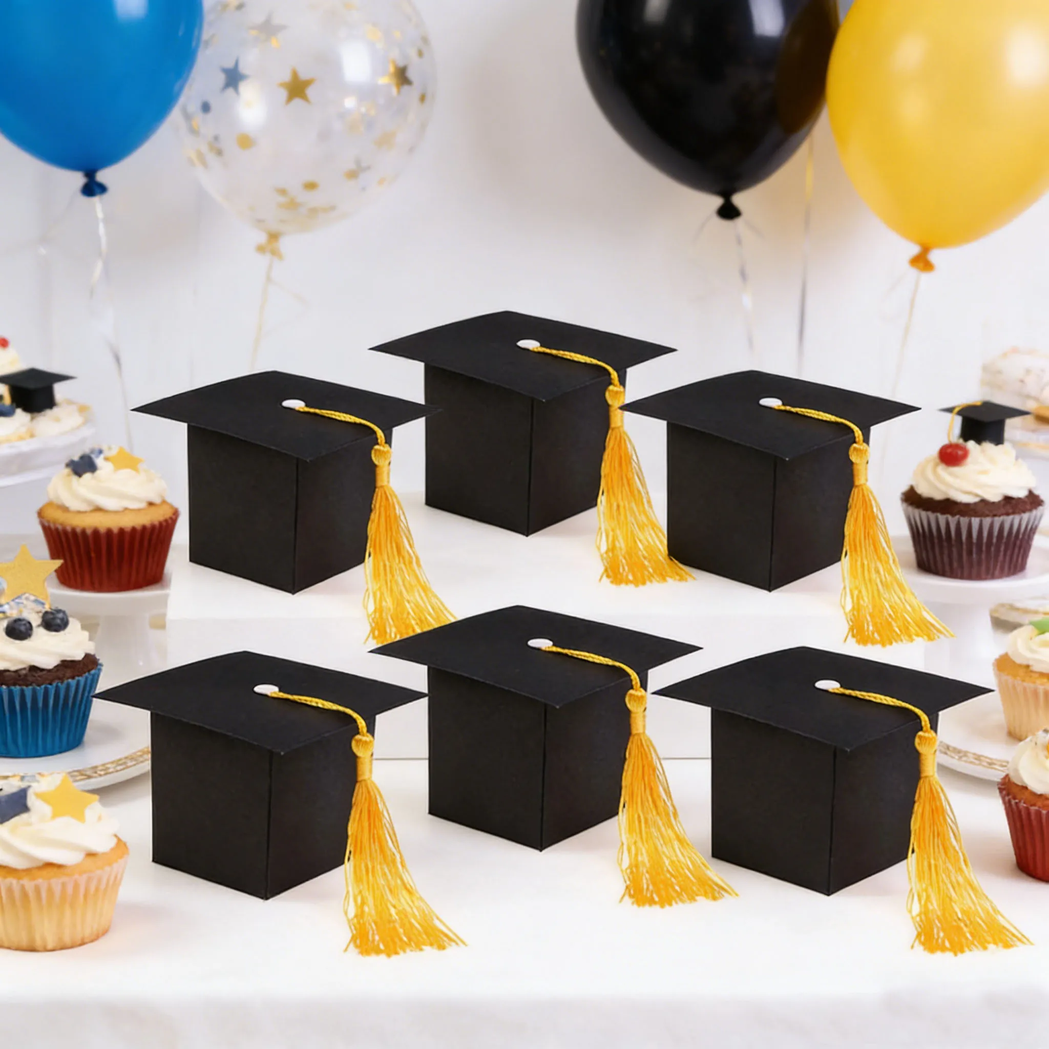 Cajas de Dulces con Forma de Birrete de Doctor para Graduación, Recuerdo de Fiesta, Caja de Regalo para Baby Shower, Cumpleaños, Caja de Papel para Chocolates, Decoración del Hogar