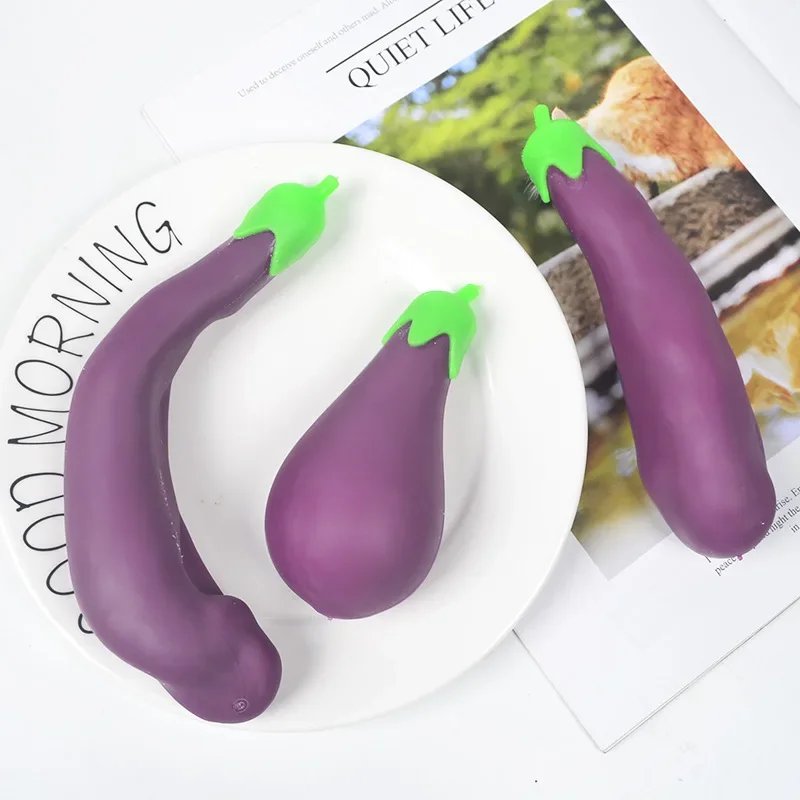 1Pcs Simulated Eggplant Squeeze Toys Memory Sand Decompression Vent Toys Stress Relief Sensoty Toys for Kids Adult