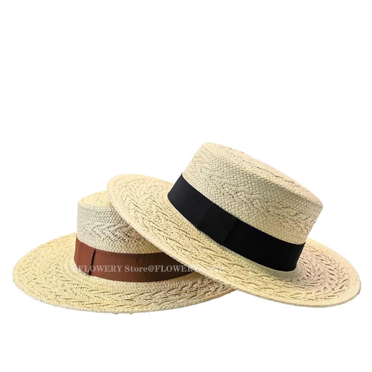 

Unisex Wheat Pattern Flat Top Straw Hat Casual Sun Protection Cap for Daily Wear Beach Vacation Outdoor Activities