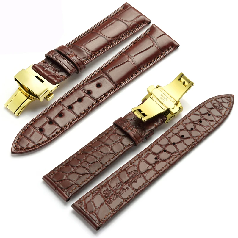 

FUYIJIA Luxury Selected Double Sided Alligator Skin Watchbands Universal Strap 12MM~24MM Butterfly Buckle Genuine Crocodile Belt