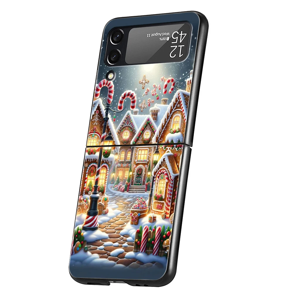 New Year Christmas Hard PC Phone Case For Samsung Galaxy Z Flip 6 5 4 Black Cover For Galaxy Z Flip 3 Foldable Shockproof Capas – Detail 8