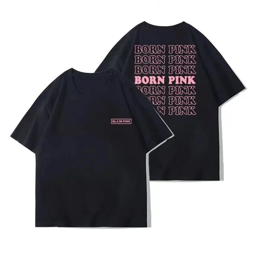 The New Cotton Simplicity Printing Femme Tshirts Men Women Black Pink Kpop Short Sleeve Casual Fashion Tees Tops Clothing Summer