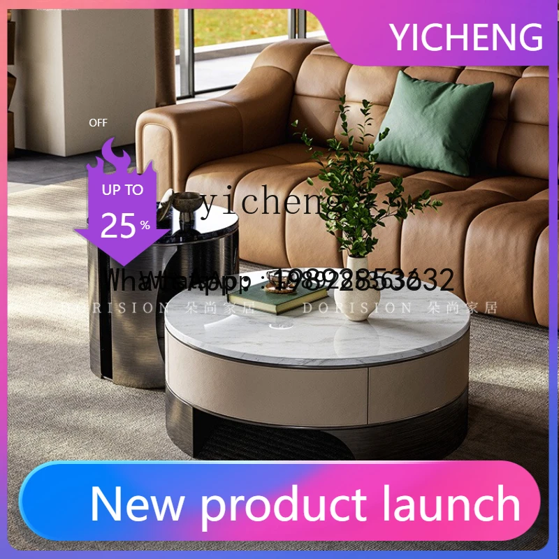 

light luxury marble coffee table combination high-end modern simple high-end living room stainless