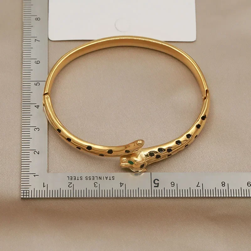 Stainless Steel Multicolor Leopard Bangles for Women Fashion Brand Jewelry Unique Animal Bracelets Party Accessories Gifts
