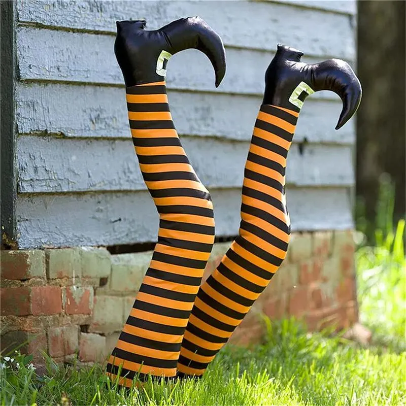 Halloween Wicked Witch Leg Door Decorations Flying Feet with Shoes Halloween Decoration Evil Witch Thighs Opposite Sex Funny Leg