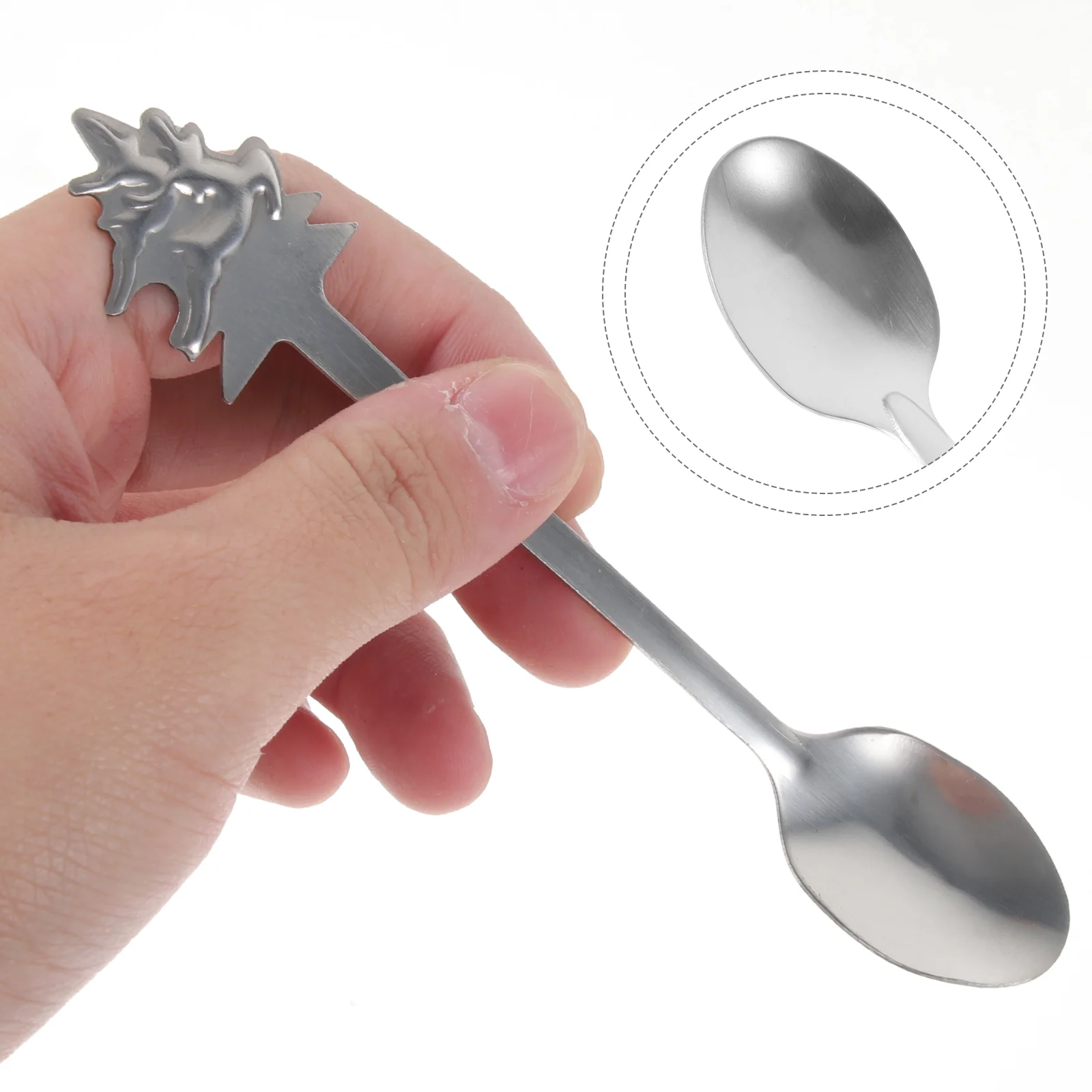 4pcs Xmas Stainless Steel Spoon Christmas Cartoon Tableware Coffee Spoon Mixing Spoon with Box (Random Pattern)