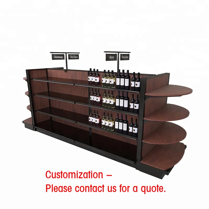 custom.Customized Modern Wine Display Fixtures Custom Wooden Gondola Shelving System