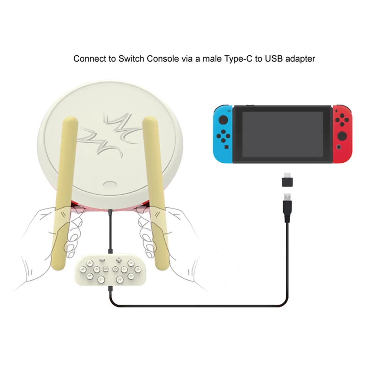 

Taiko Drum for Nintendo Switch Game Console Drum Controller Drum Sticks for Taiko No Tatsujin with Drum Sticks-ABRJ