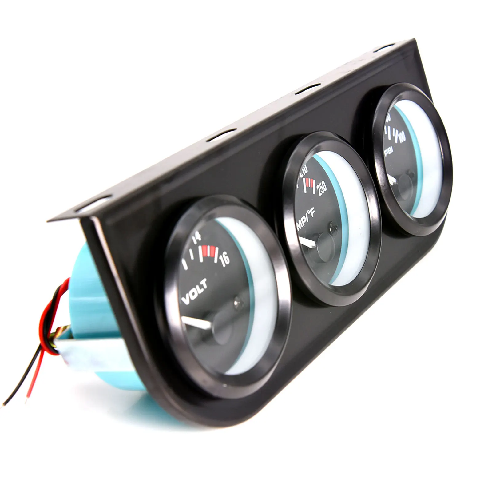 52MM 3-in-1 Voltmeter, Wassertemperaturanzeige, Öldruckanzeige-Set, Auto-Kraftstoff-Voltmeter, Wassertemperaturanzeige, Dreifach-Tachometer – Detail 5