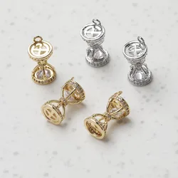 2PCS Exquisite 14K Gold Plated Brass Inlaid Zircon Hourglass Pendant Charms Jewlery Accessories DIY Making Supplies