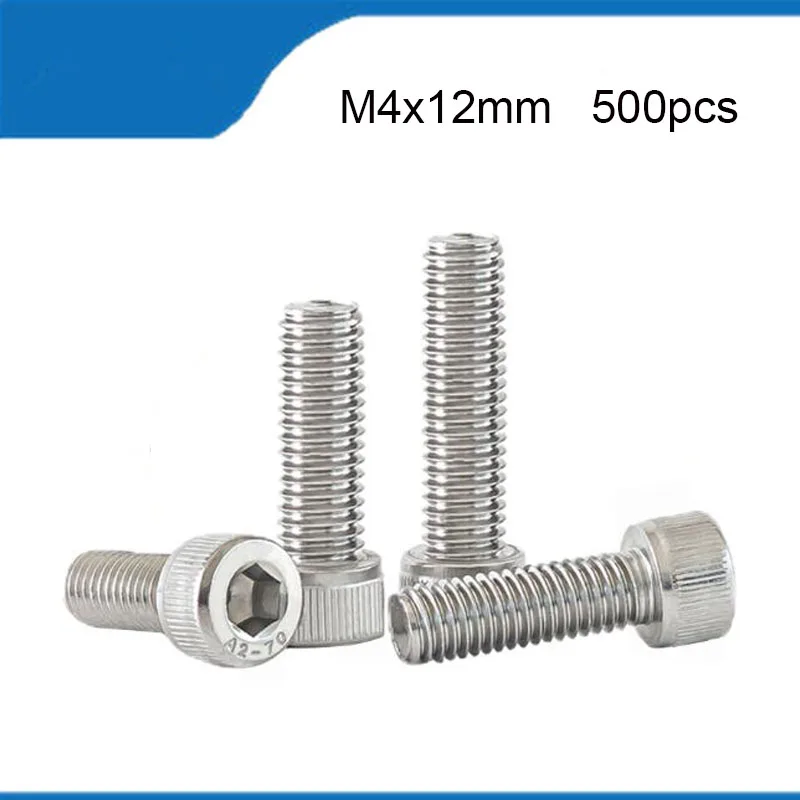 

Free Shipping 500pcs DIN912 M4*12mm A2 304 Stainless Steel M4 Screws Length 12mm Allen Hexagon Hex Socket Cap Head Screw M4 Bolt