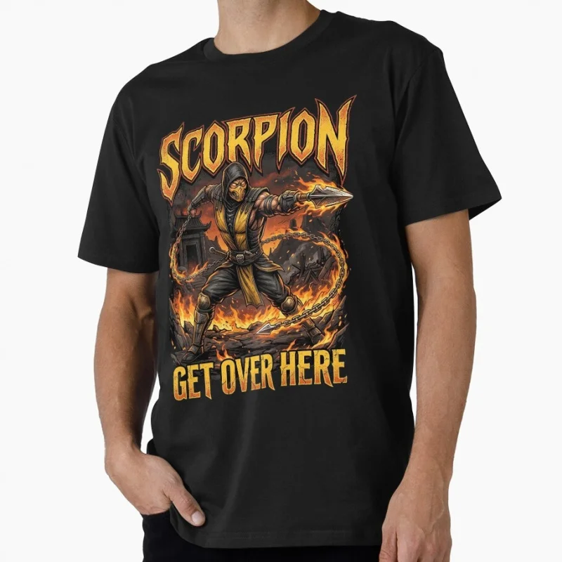 Get Over Here 90's Arcade game Mortal Kombat Gift T shirt Unisex Gamer Tee Video game Graphic clothes All size tops S-6XL