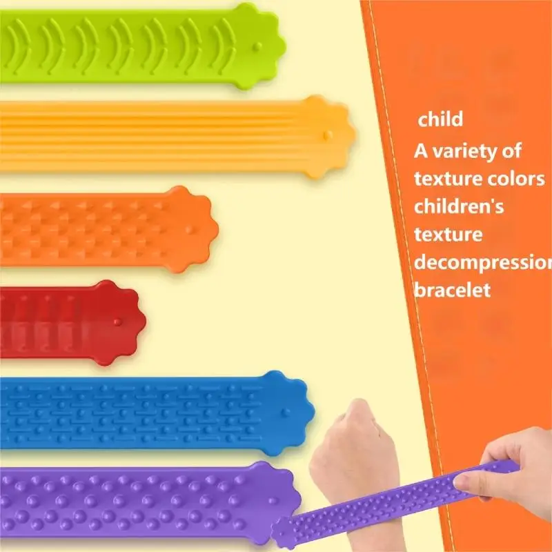 Y88D Clap on Bracelet Silicone Wristband Children Texture Stimulation Stress Reliever