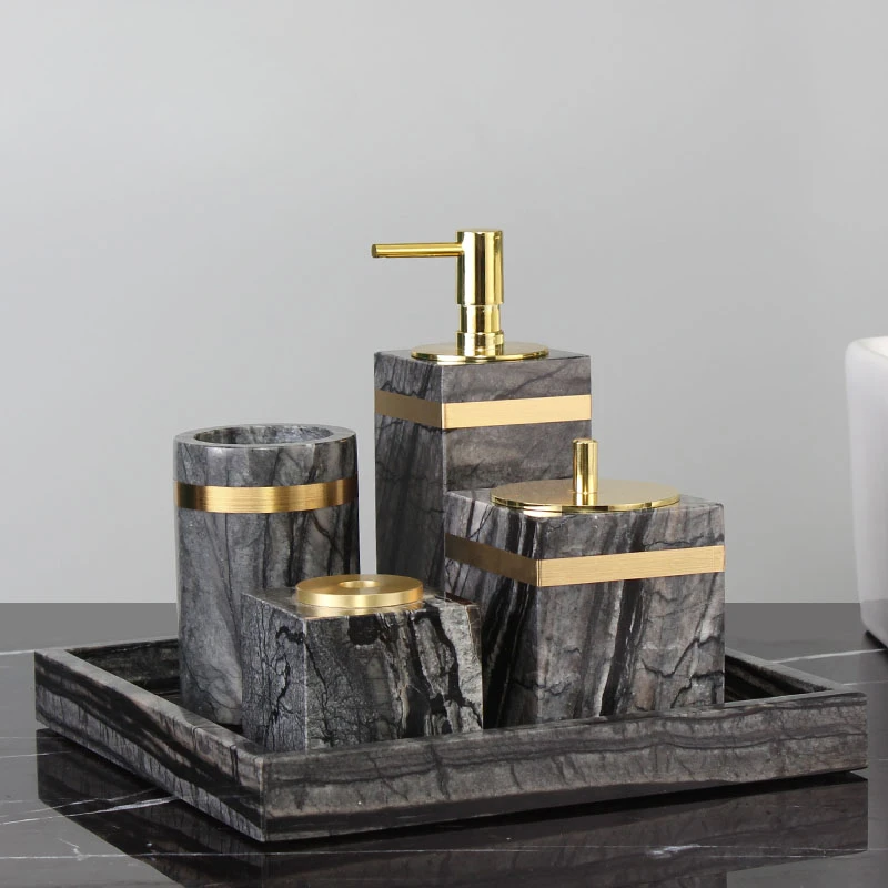 

Marble bathroom set of five, Nordic washbasin cup set, washstand toothbrush shelf
