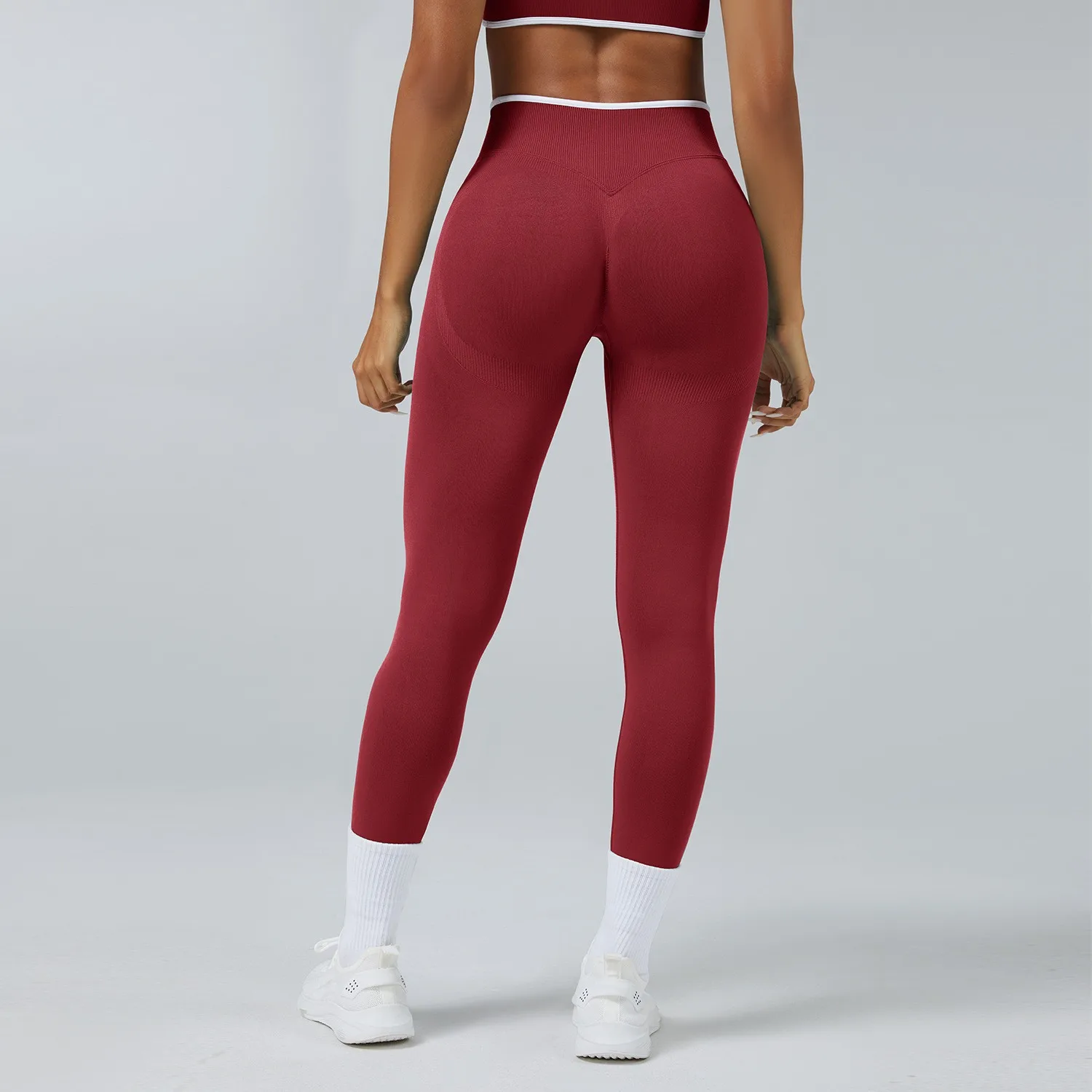 Nahtlose Yoga-Leggings für Damen mit mittlerer Bundhöhe, Push-Up-Effekt, Sport- und Fitnesshose, Laufhose, Hüftlift, hohe Elastizität, Gym-Leggings, Sportleggings – Detail 28