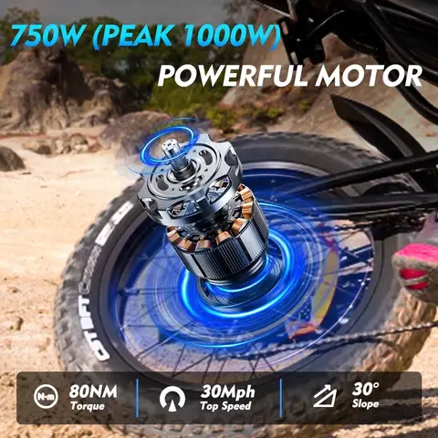 GUGOIS Elcykel för vuxna 1000W 48V 15.6Ah 48MPH Max 42-45 miles 20 8 best sales EU-lager fatbike - №6