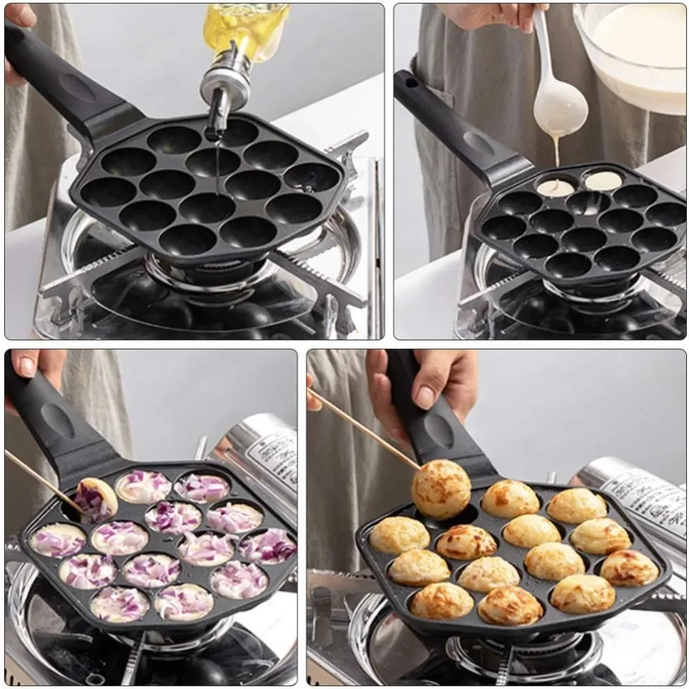 12 Holes Non-Stick Household Takoyaki Pan Easy and Simple To Make Japanese Takoyaki Octopus Ball Bakeware Premium Kitchen Tools