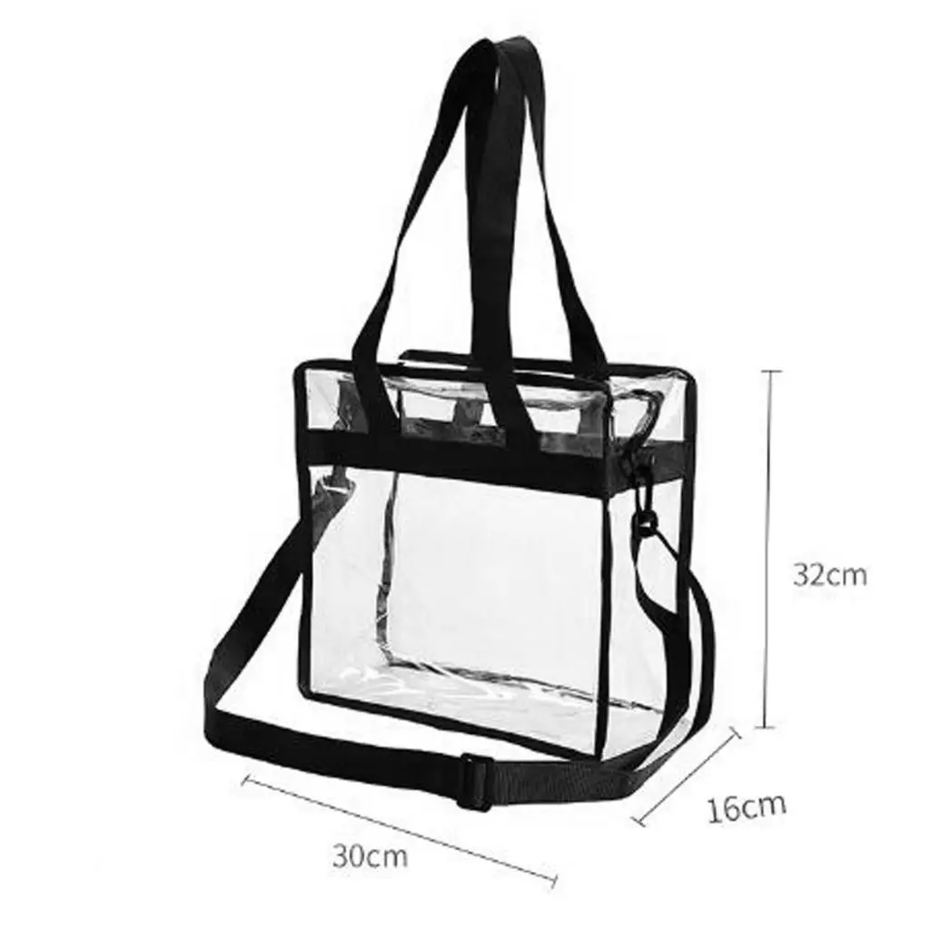 Clear Totes Bag PVC Transparent Purse Handbag Zipper Security Stadium