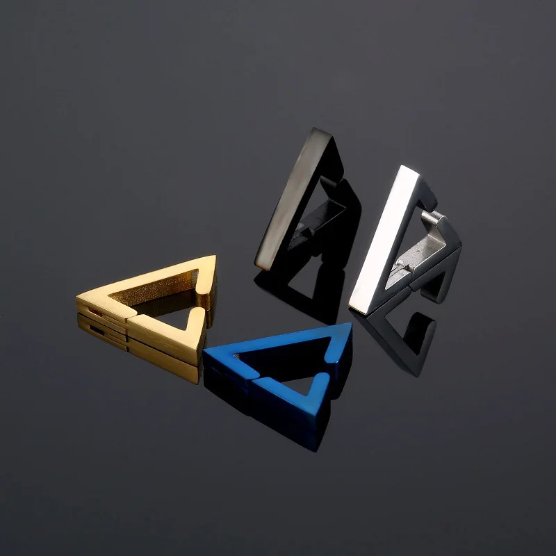 1 Piece High Polished Ear Clip/Buckle Earrings for Women/Men Punk Gothic Stainless Steel Triangle New Trend Earrings