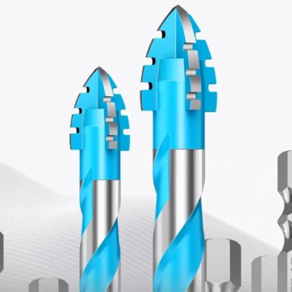 Set di punte per piastrelle triangolari a quattro taglienti Apri foro ad alta durezza Trapano eccentrico Foratura di precisione Punta da trapano per piastrelle da 6/8/10/12mm