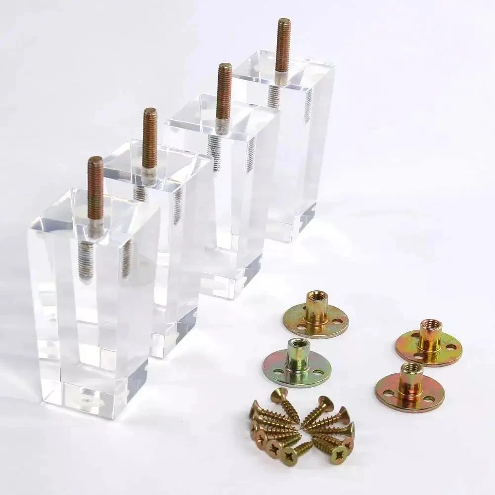 

4Pcs Acrylic Furniture DIY Legs Clear Glass 10/12/15CM For Bookcase Sofa Couch Coffee Table Cabinet TV Stand Feet