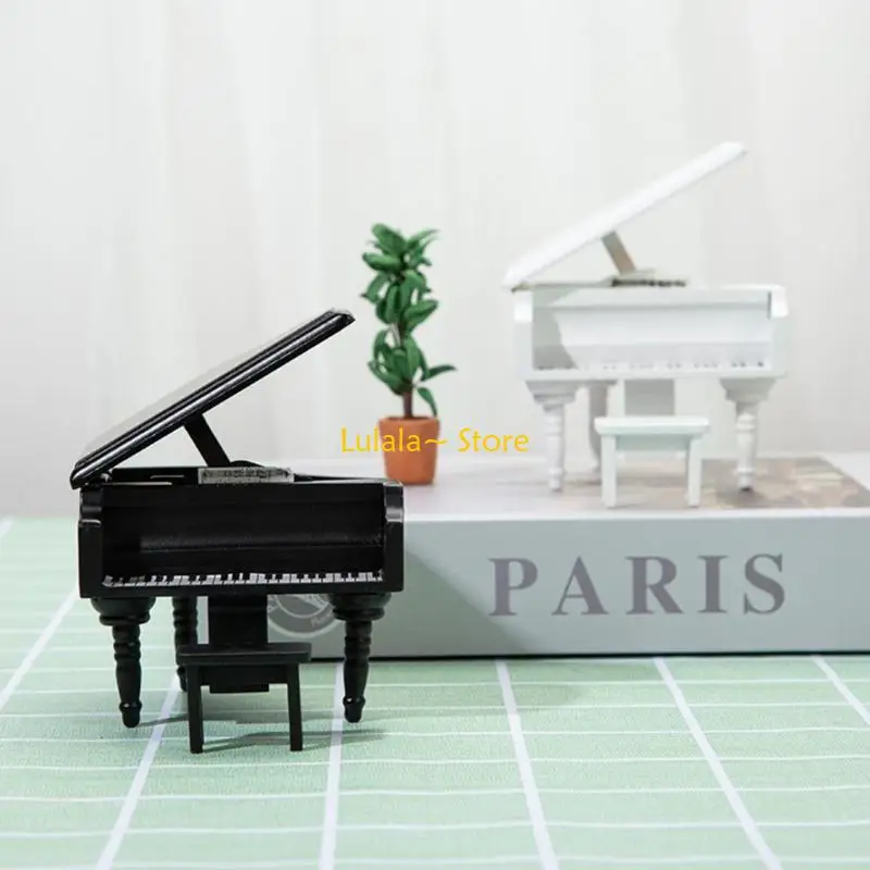 Y4QA 1:12 voor poppenhuis miniatuur piano ambachten vetplanten voor poppenhuis miniatuur piano krukjes micro landschap muzikale