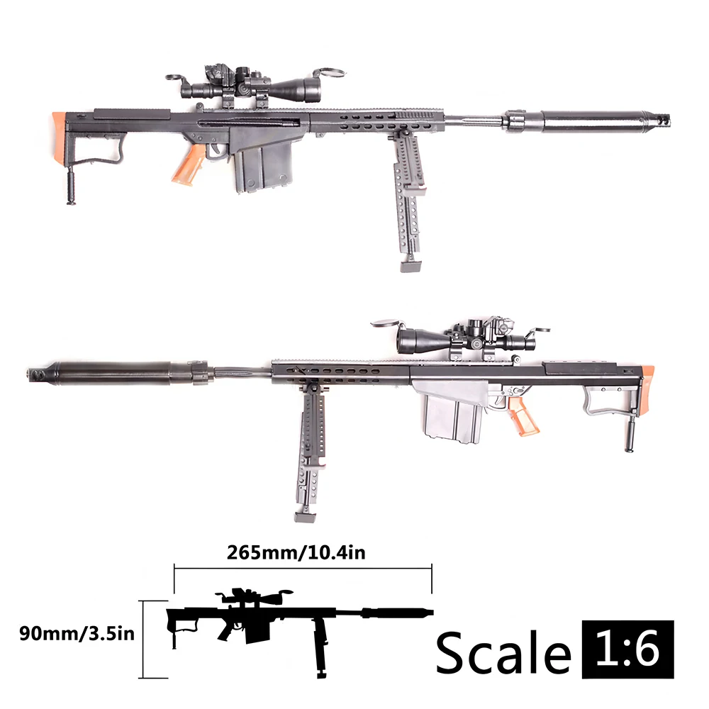 1/6 Scale US Army Military Weapons M82A1 Sniper Rifle M134 M14 M16 Police Soldier SWAT Action Figure Assemble Model Guns Toys