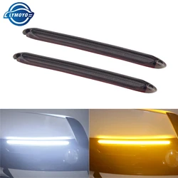 Luces de circulación diurna DRL para coche, tira de faro automático Universal, señal de giro secuencial, luz diurna de flujo amarillo, 12v, 2 piezas