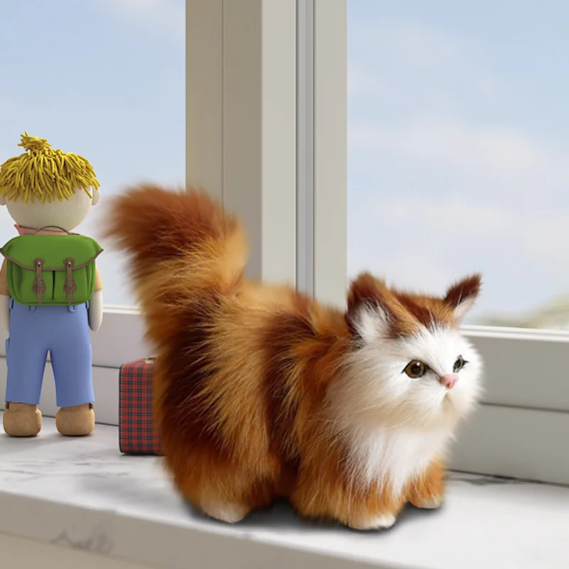 Gato de peluche suave – Animal realista para niños - imagen 4