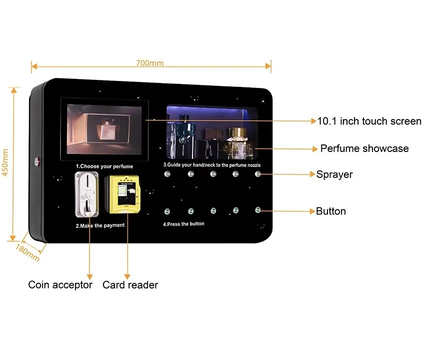 

Automated Luxury Purple Fragrance Cologne Perfume Spray Vending Machine
