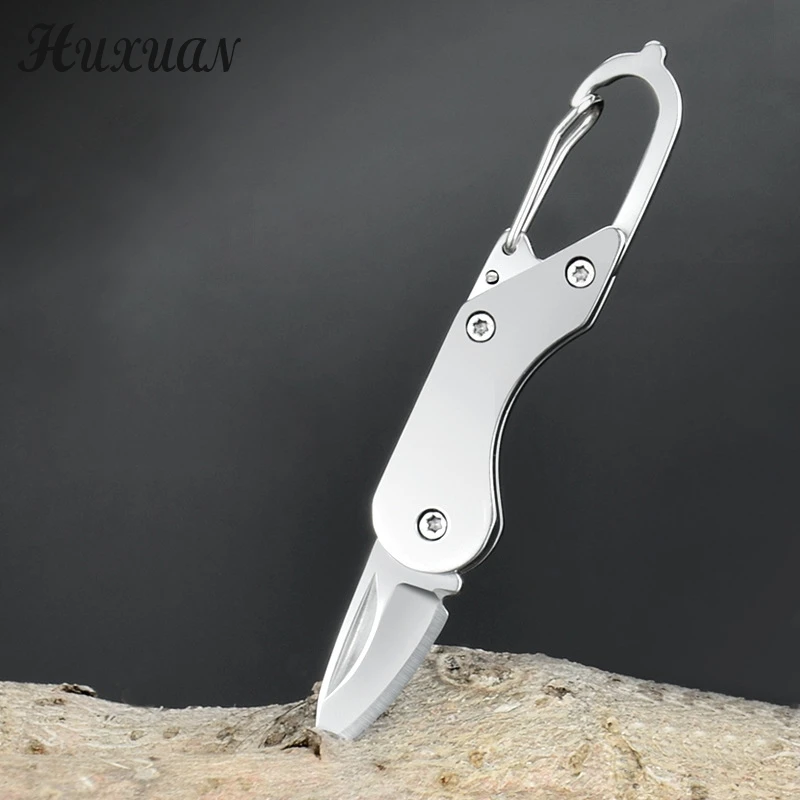 NEW Mini Stainless Steel Lockless Folding Knife Outdoor EDC Fruit Knife Carrying Key Chain And Anti Slip Handle