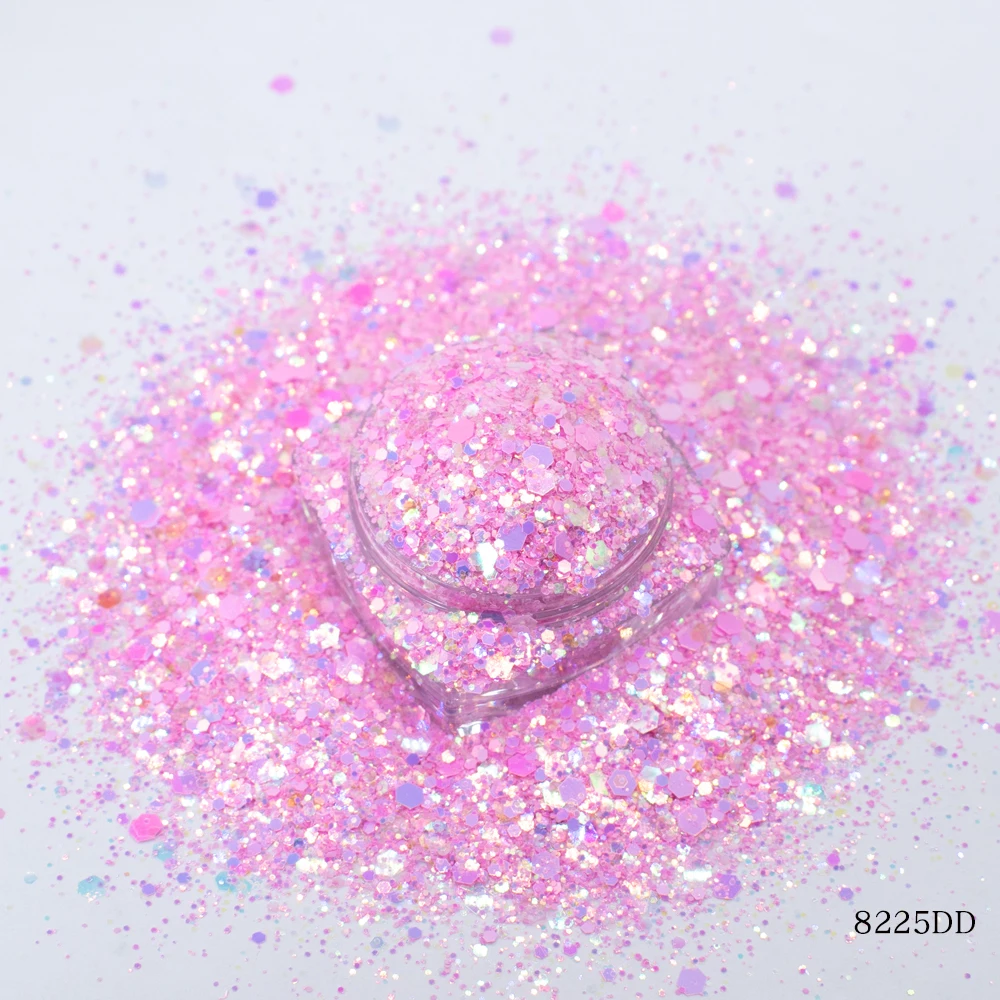 500g Mixed Size Glitter Wholesale Hexagon Chunky Nail Bulk Pink Yellow Sequins Sparkly Flakes For Resin Art