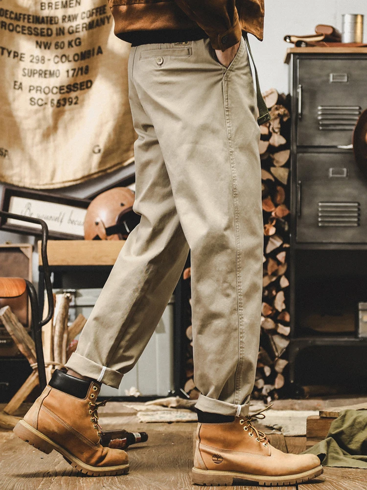 

Свободные прямые мужские брюки в американском стиле ретро, повседневные хлопковые брюки на осень, модный бренд Jieren