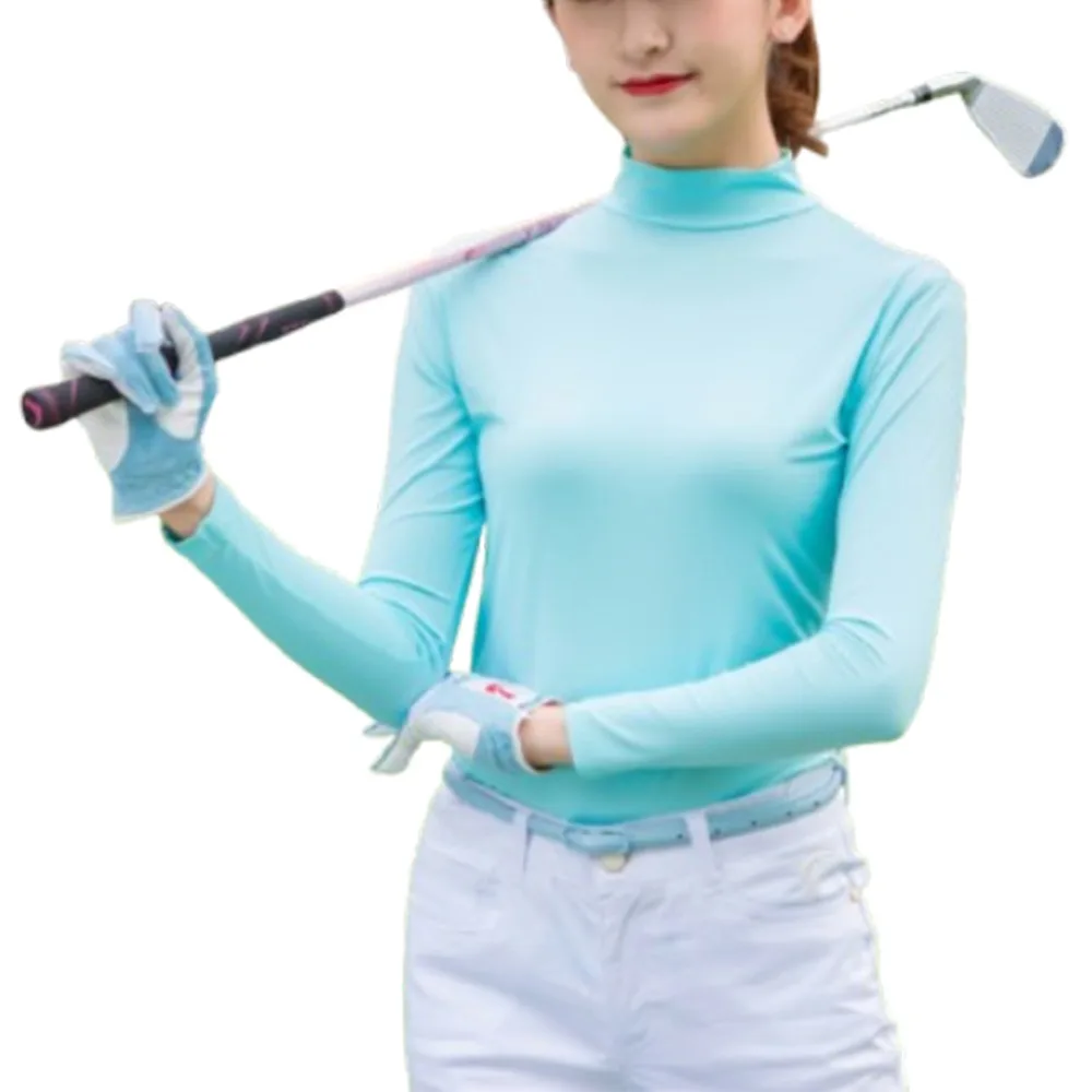 

Quick-Dry Women's Golf Shirt Soft UV Protection Golf Cooling Tops Sun Protection Stand Collar Golf Sunscreen Summer Season