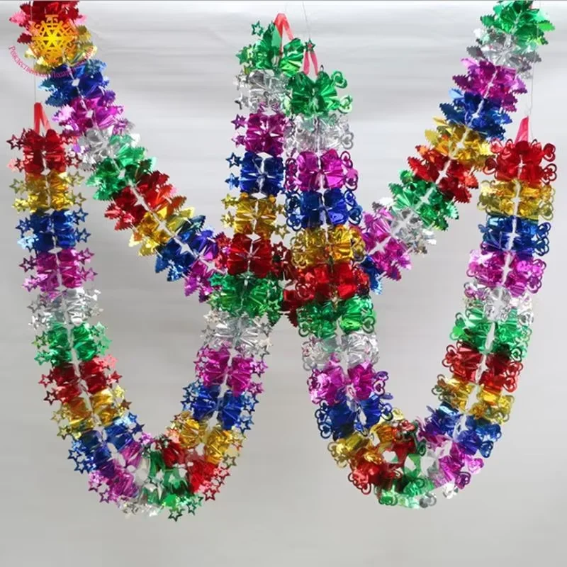 Bunte Weihnachtsbaum Lametta Girlande Band Bar glänzende Tops Weihnachtsbaum hängende Ornamente Hochzeit Party Dekoration – Detail 2